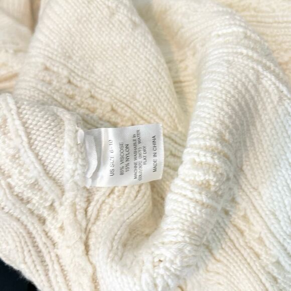 Women's Ivory Long Sleeve Turtleneck Cable Knit Sweater Size 6-10 - Picture 7 of 7